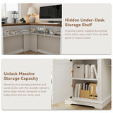 Farmhouse L Shaped Executive Desk with 4 Drawers, Home Office Desk