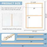 Falling in Art DIY Canvas Stretcher Bars, 24 x 36 Canvas Framing Kit, Wood Stretcher Frames for Oil Paintings, Paint by Numbers, and Posters