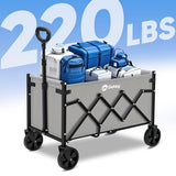 Sekey Wagon Cart with Wheels with 220LBS Capacity,Heavy Duty Wagon Carts Foldable with Drink Holders. Gray