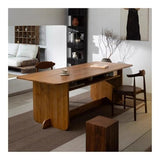 zhongxlla Standing Desk, Solid Wood Desk Dining Table with Open Shelves