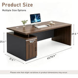 WYBFCWY Executive Office Desk with Storage Cabinet,Large Computer Deske