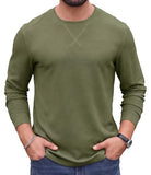 Askdeer Men's Waffle Long Sleeve T-Shirt Casual Lightweight Pullover Tees