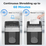 BONSEN 300-Sheet Auto Feed Micro-Cut 2-in-1 Paper Shredder for Office, 60-Mins Heavy Duty Shredder, P-4 High Security, 58dB Super Quiet