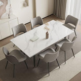 Dining Table (62.9" to 94.4") for 6 to 10 - Modern Rectangular Sintered Stone Table with High Hardness and Easy