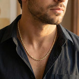 14K Solid Gold - Men's Rope Chain Necklace