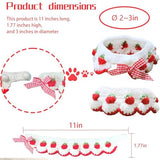 Aoeeki Cat Collar Breakaway, Kitten Collar with Cute Bow Tie Strawberry Pattern Comfortable for Kitty and Small Puppies, Bandana Fits Neck 2-3 Inches (White)