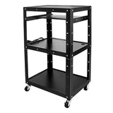 AV Cart, Commercial Furniture Mobile Utility AV Cart with Multifunctional Top Layer & Cable Hole Design