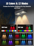 ZSYIQIXI Solar Fence Lights Outdoor Waterproof LED, RGB Fence Solar Lights
