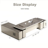 Modern L Shaped Executive Desk with Drawers, 78 inch Large Home Office Desk with Cabinet and USB Ports Thickened Desktop Writing Study Table Business Furniture Workstation for CEO Boss Manager