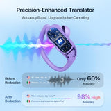 AI Translation Earbuds Real-Time: 166 Languages Audifonos Traductores Inglés Español, 60 Hours Battery - Seamless Translator Headphones, Purple