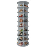 SpaceAid 9 Tier Rotating Shoe Rack Tower, Spinning Shoe Display Lazy Susan, Revolving 360 Shoe Rack Storage Round Carousel, Vertical Handbag Rotate Shoes Closet Organization (9-Tier Gray)