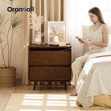 25.43" Nightstands Set of 2 with Leg Walnut Night Stand Set 2 for Bedrooms