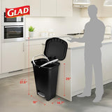 2 Pack | Plastic Kitchen Waste Bin with Odor Protection of Lid | Hands Free with Step On Foot Pedal and Garbage Bag Rings