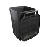 2 PCS 45 Gallon Heavy Duty Plastic Garbage Cans Trash Cans Rubbish Bin Attached Lid 2 Built in Rugged Wheels Easy Grip Handle
