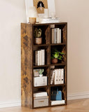 GTPLAYER 8-Cube Storage Organizer, Fits 11" Bins, Vertical or Horizontal Use, Opening Bookshelf, Partial Back Panels, Stackable Design Bookcase, for Living Room, Media Console, Hallway, Rustic Brown
