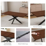 ZckyCine Expandable Dining Table Set for 6-8 People, Modern Rectangular Kitchen Table, 63"-79" Extendable, Walnut Finish