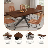 ZckyCine Expandable Dining Table Set for 6-8 People, Modern Rectangular Kitchen Table, 63"-79" Extendable, Walnut Finish
