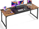 Huuger Computer Desk, 63 Inch Office Desk, Gaming Desk with Storage, Rustic Brown and Black