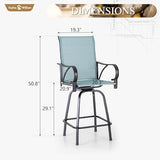 Sophia & William Outdoor Bar Stools Set of 6, Swivel Bar Chairs, Tall Patio Chairs, Outdoor High Top Chairs, Supports 300 lbs (Baby-Blue Fabric)
