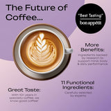 Atlas+ Latte Mushroom Coffee Superblend– Premium Coffee with Collagen, Probiotics, D3 & B12, Lion’s Mane, Reishi, Cordyceps, Coconut– for Energy, Focus, Immunity & Gut Health– 40 Servings (2 Bags)