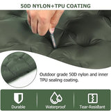 Toncoke 5.1" Thick Double Sleeping Pad with Foot Pump & Pillow, 77.5x53.9 2-Person Air Mattress for Camping, Ultralight & Compact for Backpacking, Hiking, Car Travel，Military Green