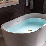 WOODBRIDGE 67" Acrylic Freestanding Bathtub Contemporary Soaking White Tub with Brushed Gold Overflow and Drain，B0013 -BG-Drain &O