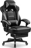 GTPLAYER Gaming Chair with Footrest, Big and Tall Game Chair 350lb Racing Style Computer Chair, Light Gray