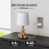 PARTPHONER Mini Cordless LED Table Lamp, 5200mAh Rechargeable Battery Operated Lamp, 3-Level Brightness, Touch Dimmable Desk Lamp