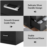 AOGLLATI Nightstand with Charging Station and LED Lights, Nightstands Set of 2, Bedside Table with Open Storage and 2 Drawers, 2 USB Ports, 2 Outlets, Modern End Side Table for Bedroom, Black