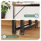 Huuger Computer Desk, 63 Inch Office Desk, Gaming Desk with Storage, Rustic Brown and Black