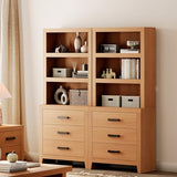 WAMPAT 74" Tall BookBookshelf, Large Farmhouse Bookcase with 3 Drawers Set of 2