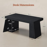 55.9 in Executive Desk with Power Outlets, Modern Home Office Desk with Storage Cabinet, Black (Storage Cabinet)