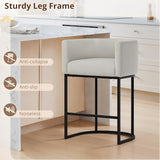 LUE BONA Counter Height Bar Stools Set of 6, Modern Barrel Counter Stools with Backrest and Arms