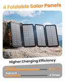 SOARAISE Solar Charger Power Bank - 48000mAh Wireless Portable Charger Built-in 4 Cables and 4 Solar Panels, PD QC 3.0 Fast Charging USB C Battery Pack with Flashlight for Camping Travel