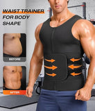 Junlan Sauna Suit for Men 2 in 1 Waist Trainer Sauna Shirt for Men Sweat Band for Stomach(Blue,Small)