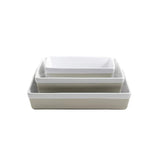 MARTHA STEWART 3-Piece Oven to Table Stoneware Bakeware Set – Baking Dish & Casserole Set – Grey – Durable Oven-Safe Bakeware for Baking and Serving