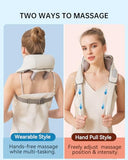PERLEVI Neck and Shoulder Massager for Pain Relief Deep Tissue-Shiatsu Deep Kneading Massager with Heat to Relieve Neck Shoulder Back Waist Leg Muscle Soreness Fatigue (Beige)