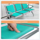 3-Seat Waiting Room Bench - PU Leather Waiting Room Chairs with Arms Airport Reception Bench,