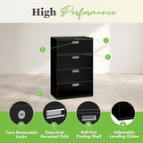 Metal Filing Cabinets for Offices, Adjustable Hangrails for A4, Legal, Letter Files, 18" Deep, Black