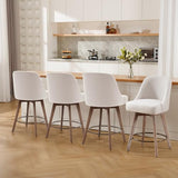 Bekrvio Counter Height Bar Stools Set of 4, Mid-Century Swivel Barstools with Backs and Wood Legs