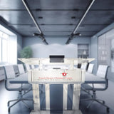 Kingdom Acrylic Lectern or Podium with 6 Column Base and a Wide Middle Shelf with Plenty of Space