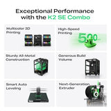 Creality K2 SE Combo 3D Printer, Support Multicolor Printing with CFS, 500mm/s High-Speed, Smart Auto Leveling