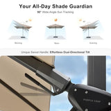 PURPLE LEAF 9' X 12' Left-right Tilt Patio Umbrella Outdoor Cantilever Swivel Rectangle Umbrella with Tilt Aluminum Offset Umbrella with 360-degree Rotation for Garden Deck Pool Patio Beige