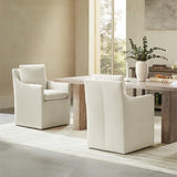 KISLOT Upholstered Dining Chairs with Casters, No Assembly Modern Accent Armchair with Rollers for Dining Room, Bedroom, Living Room, Reading Room, Already Assembled, Beige, 4 Box