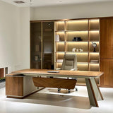 LSIGHTUS Minimalist Style L Shaped Executive Office Desk with Cabinet