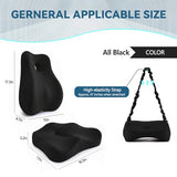 JIPORIER Seat Cushion & Lumbar Support Pillow Set for Office Chair, Ergonomic Pillow for Sciatica Pain Relief (Black)