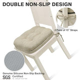 Dining Chair Cushions Set of 4, Dual-Layer Memory Foam Kitchen Chair Cushions, 16.5 x 16.5 x 3.5in, 4 Pack, Beige