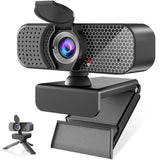 1080P Webcam PC Webcam with Microphone and Physical Privacy Cover, Noise-Canceling Microphone, Auto Light Correction