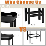 SANUMY Bar Stools Set of 2, 24 Inch Counter Height BarStools for Kitchen Island, Faux Leather Thick Saddle Seat (Black,24 inch)