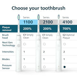 Philips Sonicare 4100 Series Electric Toothbrush - Sonic Toothbrush with Advanced Sonic Technology, Pressure Sensor, Two Intensity Settings, Smartimer & Quadpacer, White, Model HX3681/23